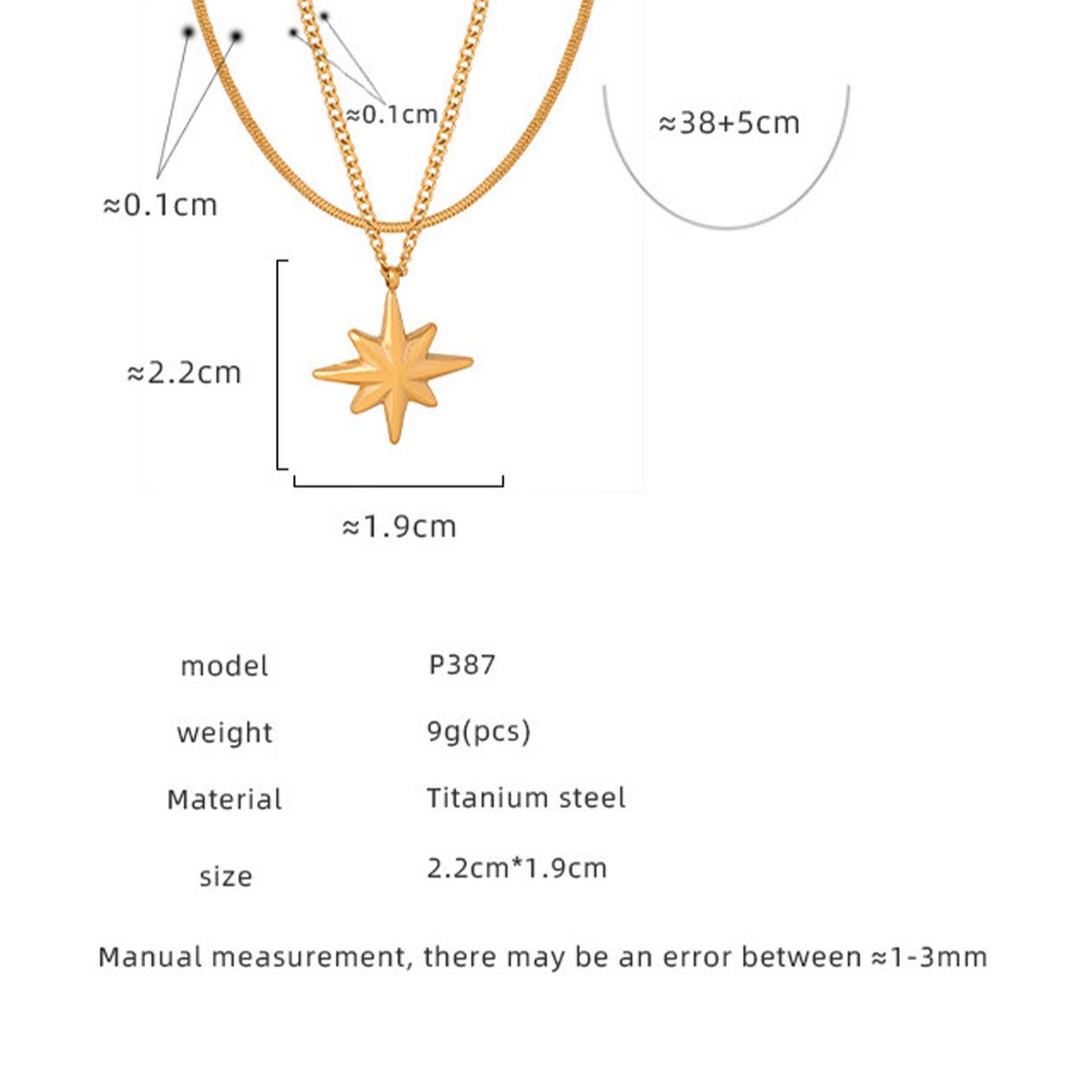 EIGHT POINTED STAR PENDANT DOUBLE LAYERED NECKLACE