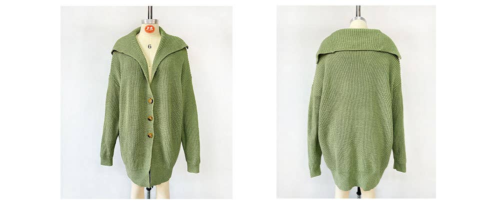 SOLID COLOR CARDIGAN WITH LAPEL AND POCKETS