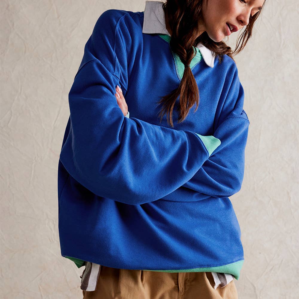 STREET STYLE COLOR COUNTER LONG SLEEVE HOODIE