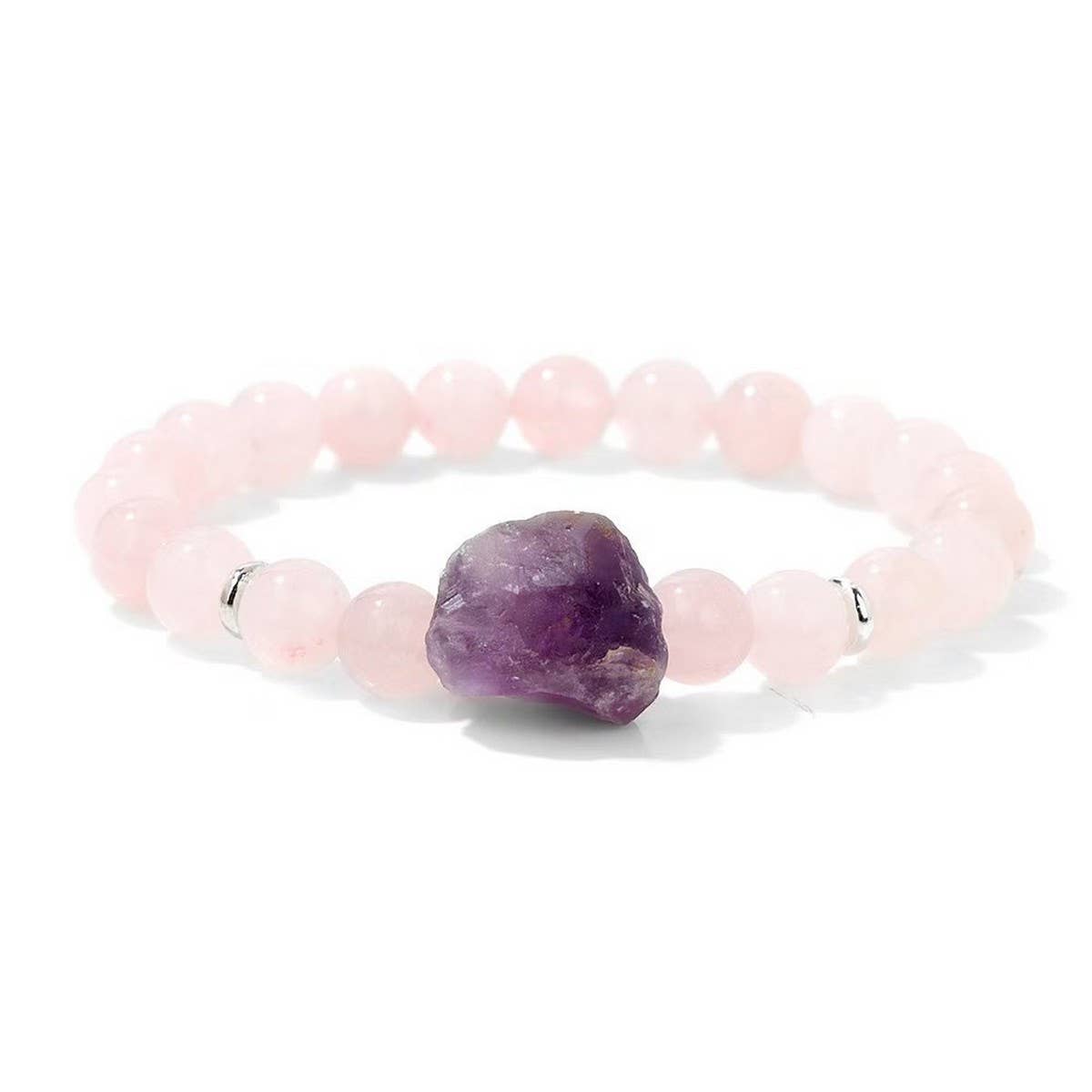 CWAJE3876_AMETHYST IRREGULAR RAW STONE BEADS BRACELET