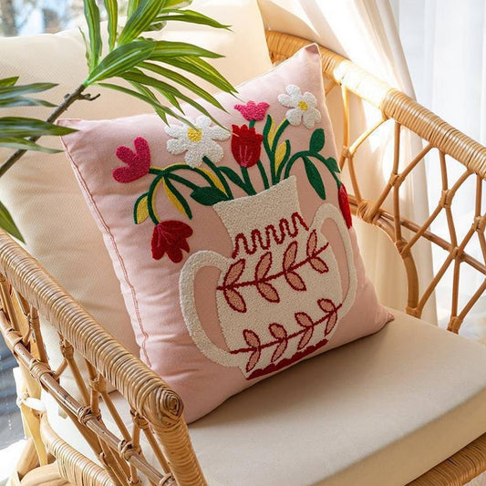 Cotton Cream Pillow Cover Sofa Bed Square Cushion