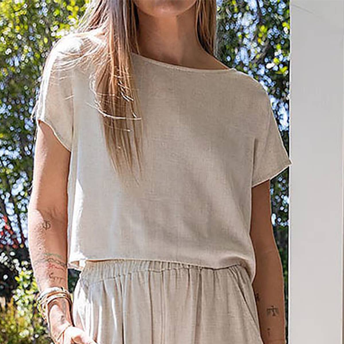 LINEN SLOUCHY CASUAL BLOUSE