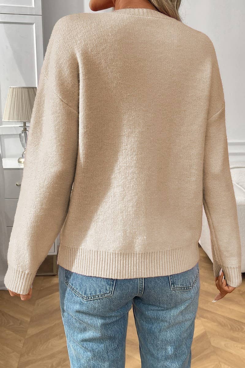 CWOSWL07156_RETRO BOW KNIT JACQUARD SWEATER