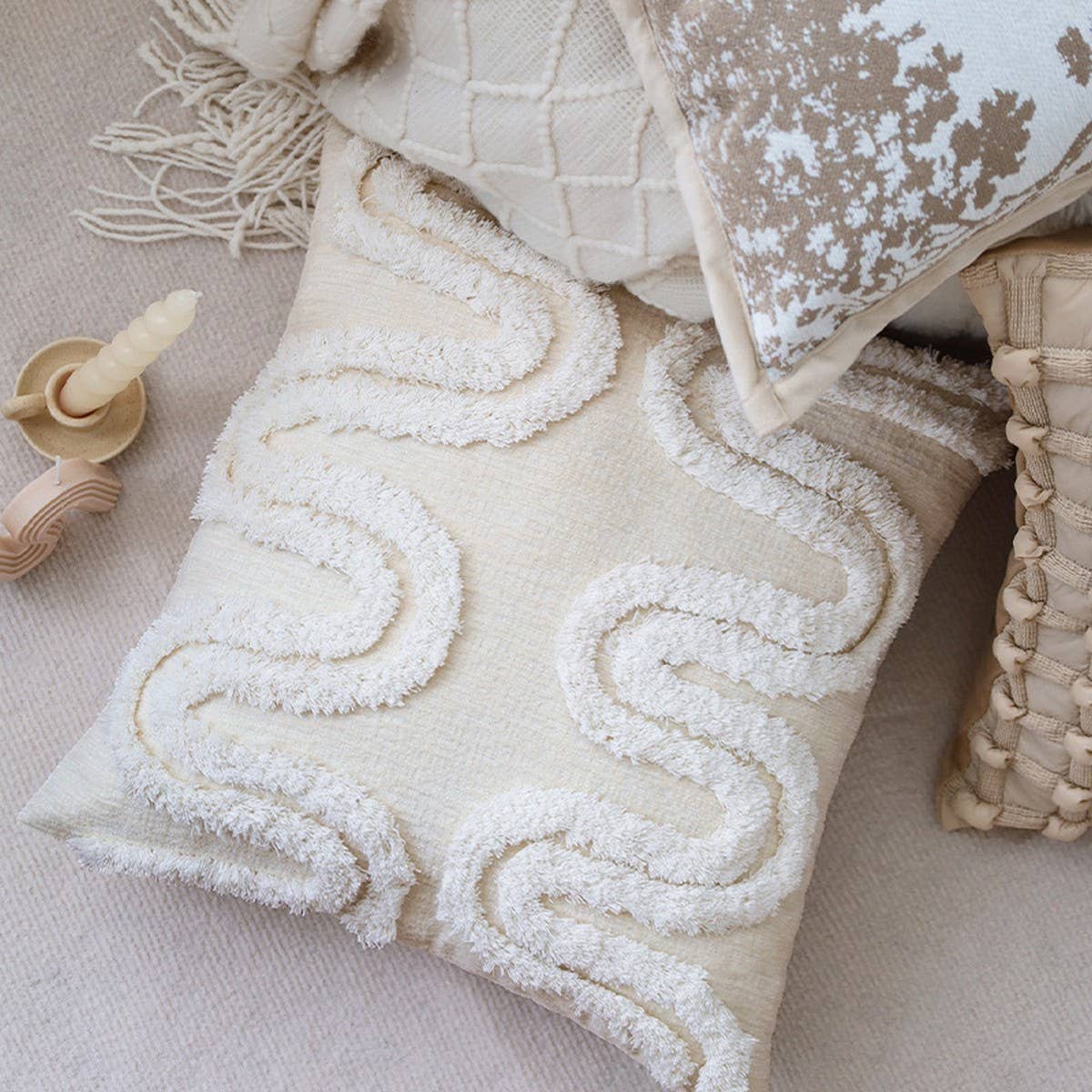 Cream Sofa Cushion Cover for Living Room & Bedroom