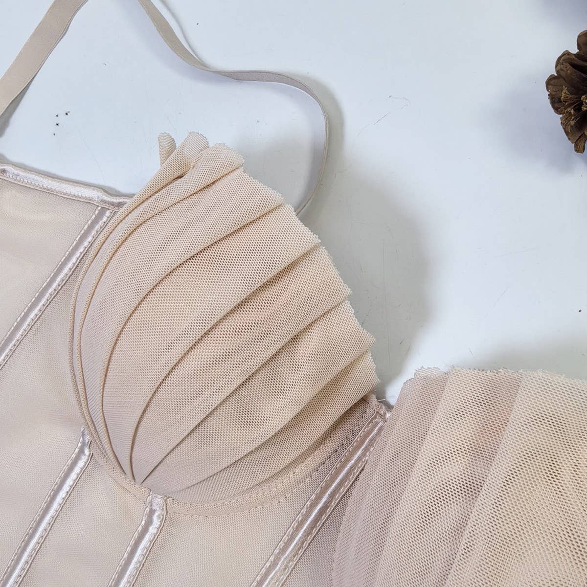 DESIGNER MESH LACE HERRINGBONE BRA