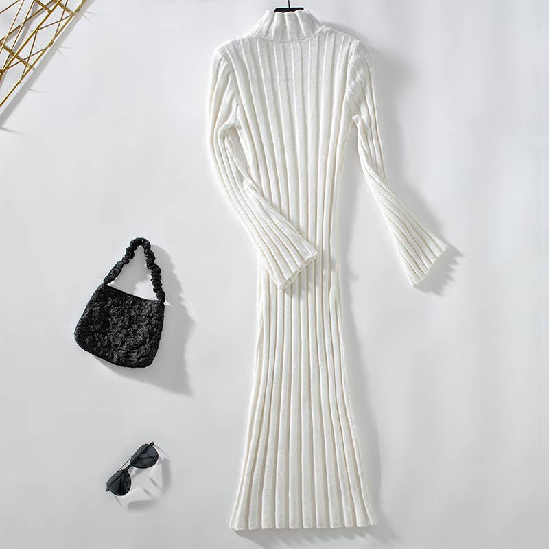 KNITTED LONG TIGHT HEIGHT ELASTIC DRESS