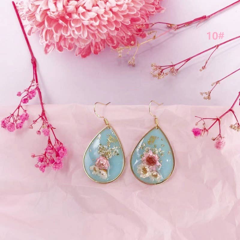 Geometric natural real dried flower earrings