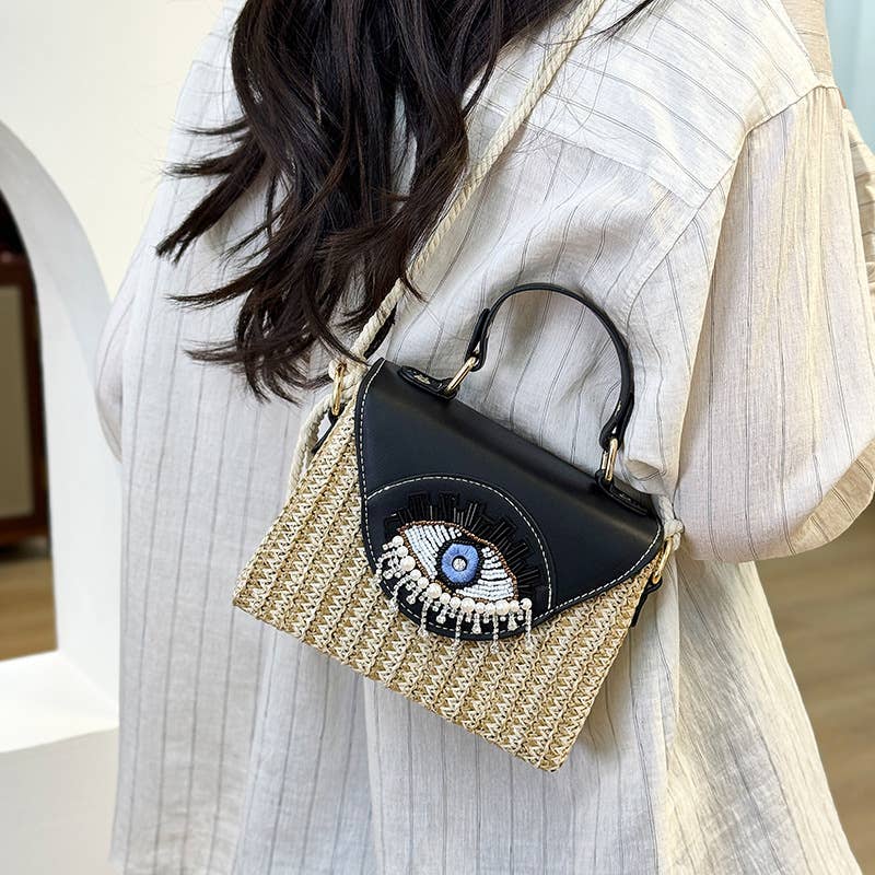 cartoon with big eyes and funny crossbody handbag