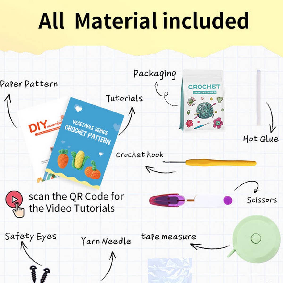 CROCHET MATERIAL BAG VEGETABLE SET