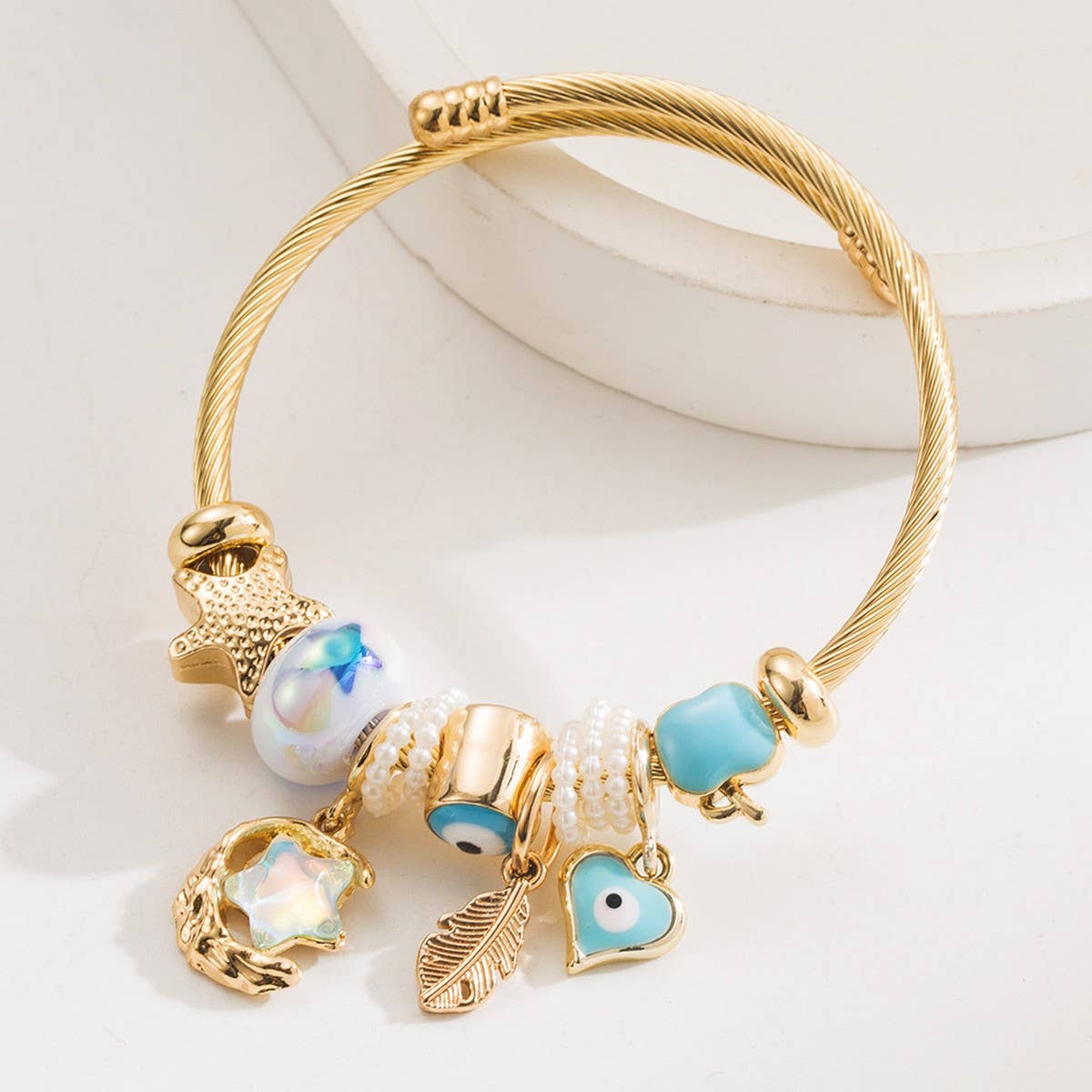 DIY Stylish Stainless Steel Star & Moon Bracelet