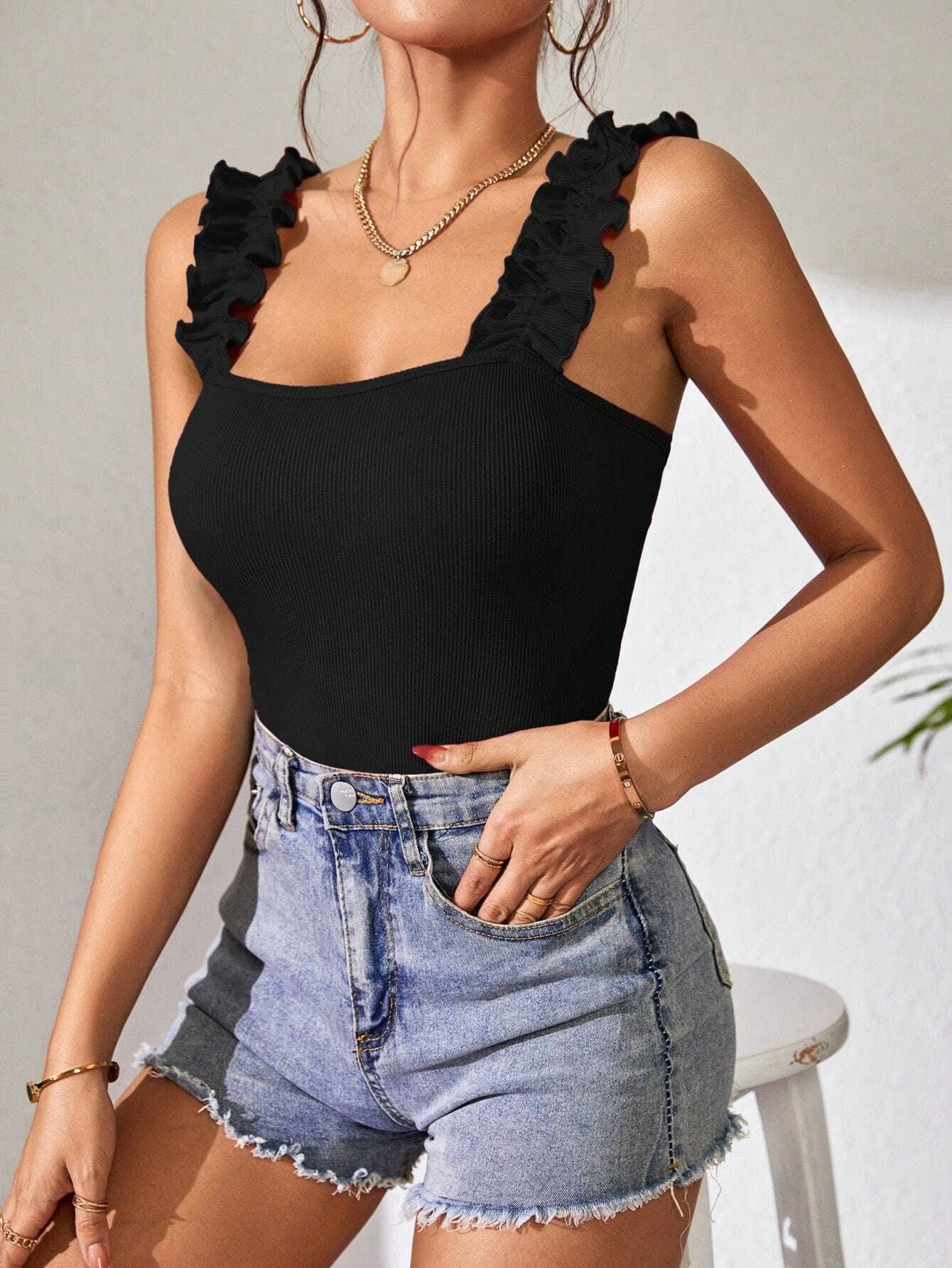 Solid-color sexy knitted halter jumpsuit