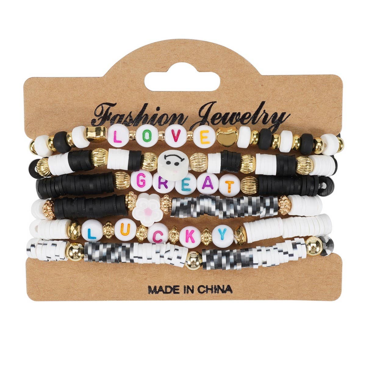 CWAJE05700_CUTE SMILEY RAINBOW BEADED FRIENDSHIP BRACELET