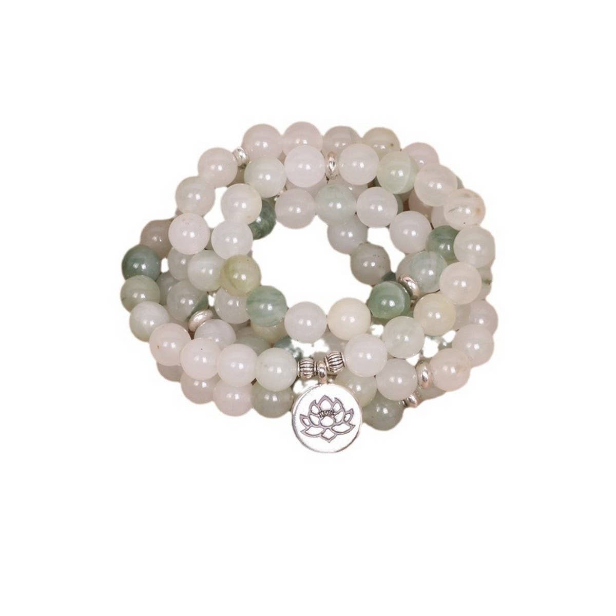 GREEN 108 BEADED BRACELETS WITH STRETCHY BANDS