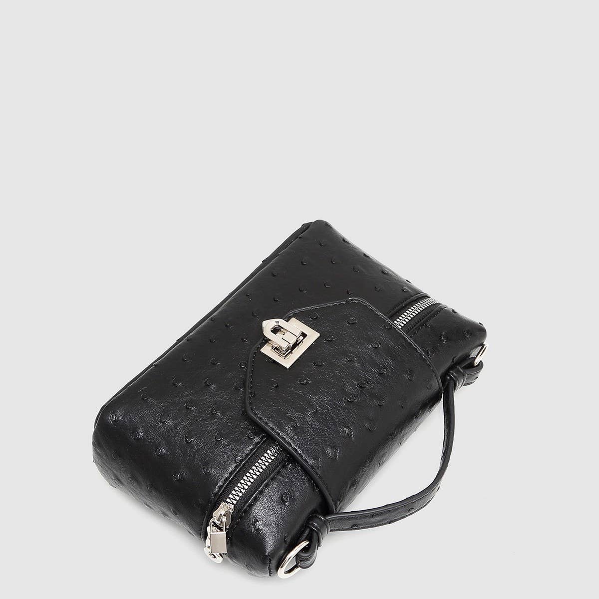 New Ostrich Texture Boxy Chain Shoulder Bag_CWAB5719