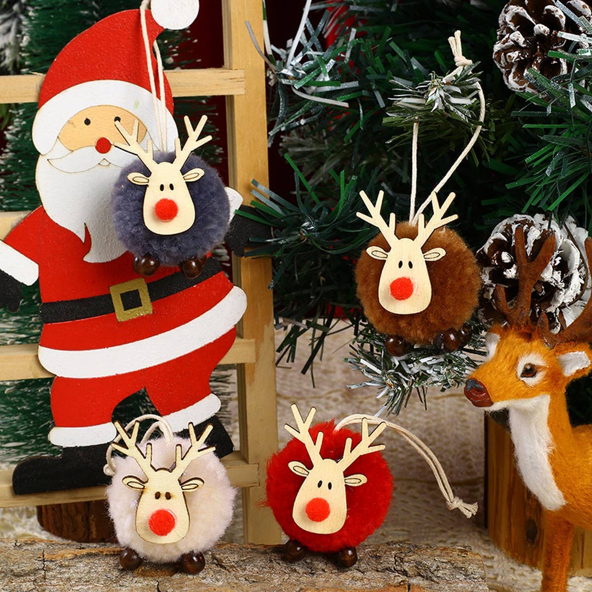 WOOL FELT CARTOON DEER PENDANT CHRISTMAS DECORATION_CWMM2926