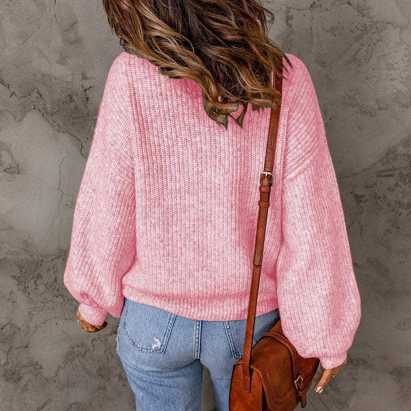 TURTLENECK SOLID COLOR PULLOVER SWEATER