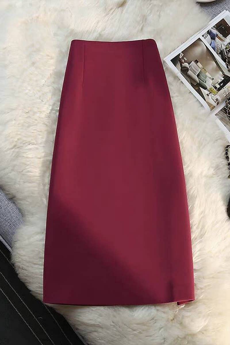 CWBLS00687_SUMMER DRAPE COMMUTER STYLE SUIT SKIRT