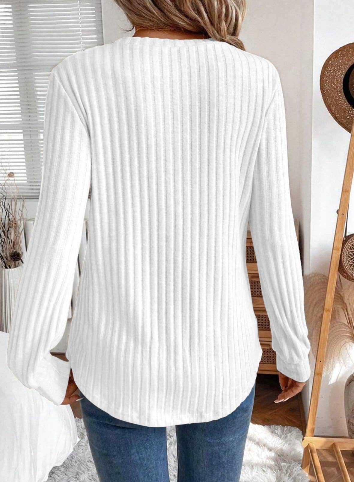 V-neck sharpened pit strip long sleeve T-shirt