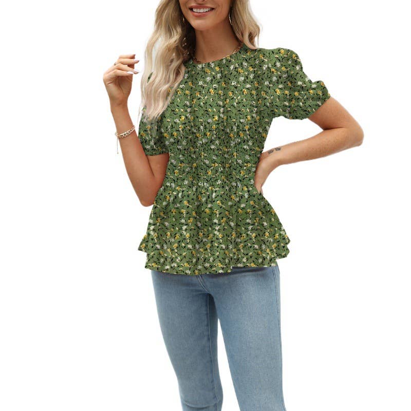 SHORT SLEEVE SHIRT WITH SHREDDED FLOWER BOUQUET