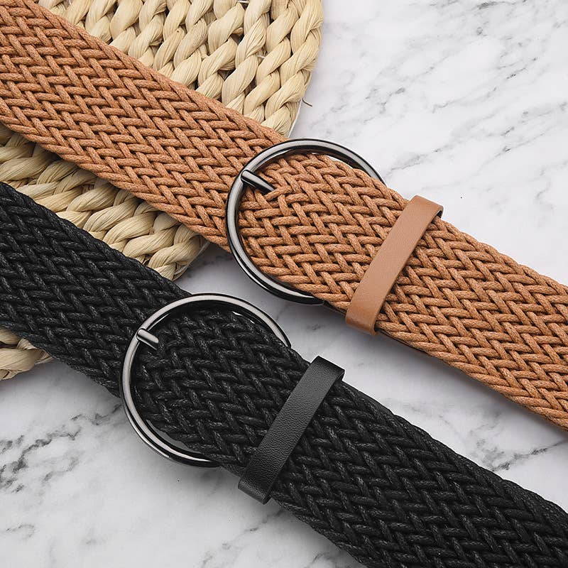 Vintage belt woven with needle buckles wax ropes