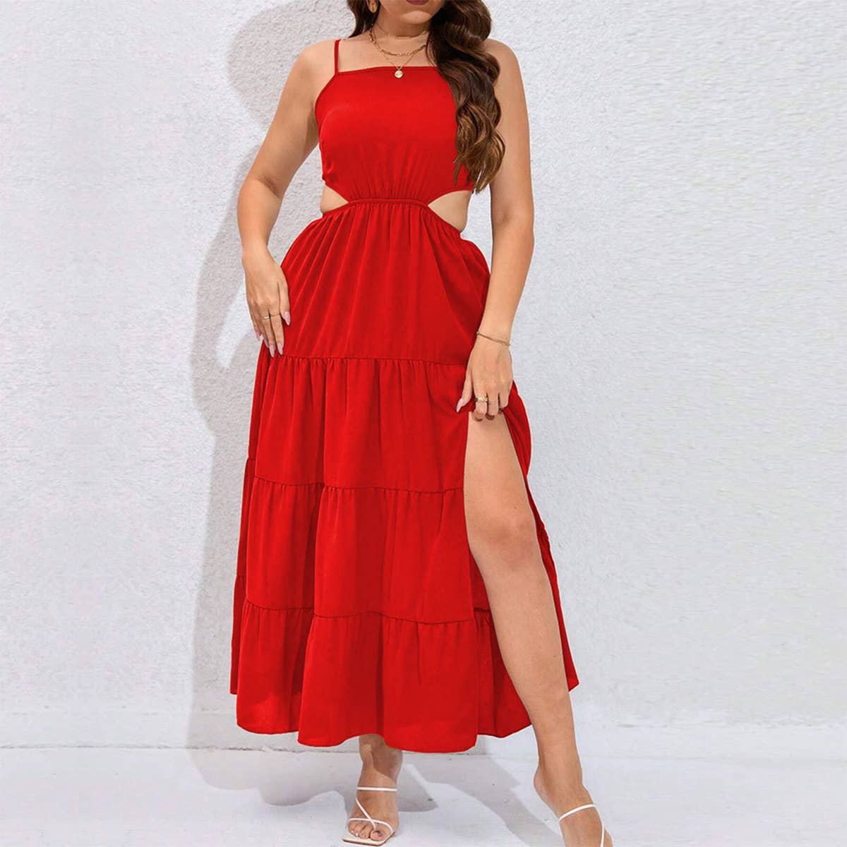 SEXY BACKLESS PLUS SIZE SWING CAKE DRESS_CWDMD1447