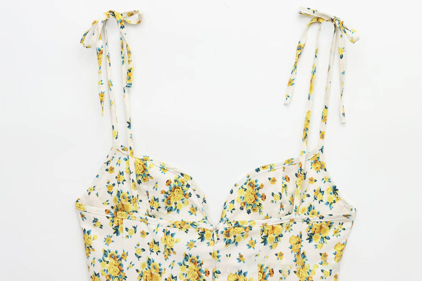 Fashionable floral printed poplin halter dress