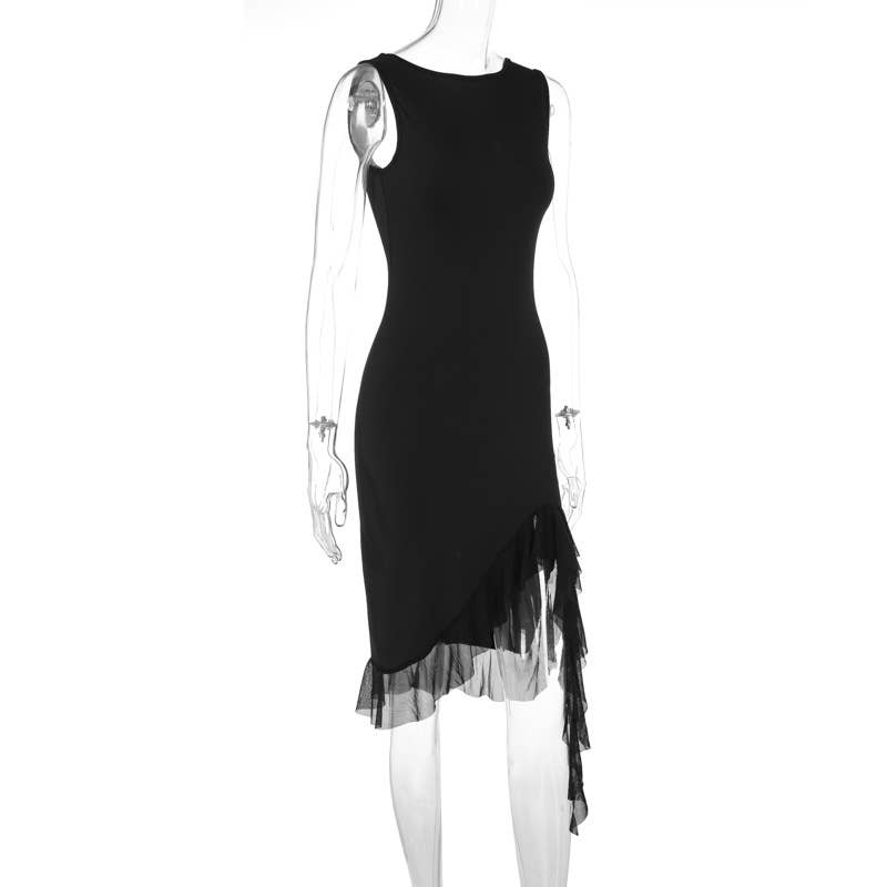 FASHION PURE SLEEVELESS SLIMMING HALTER DRESS