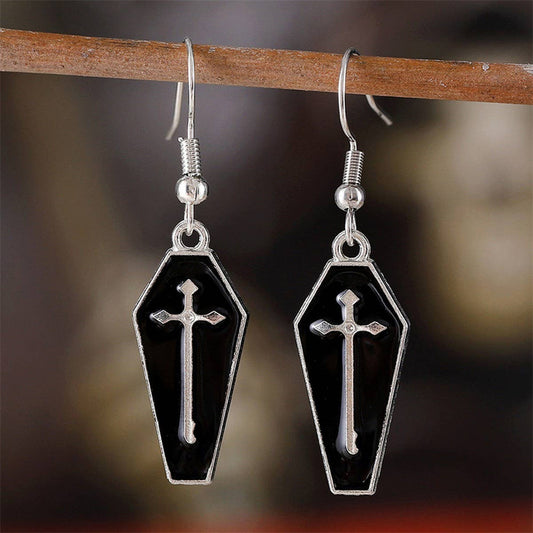 HALLOWEEN VINTAGE CROSS SKULL EARRINGS