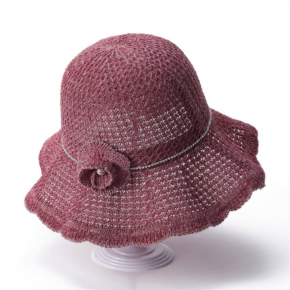 WAVY EDGE FLOWER HOLLOW SUNSHADE FISHERMAN HAT_CWAH1453