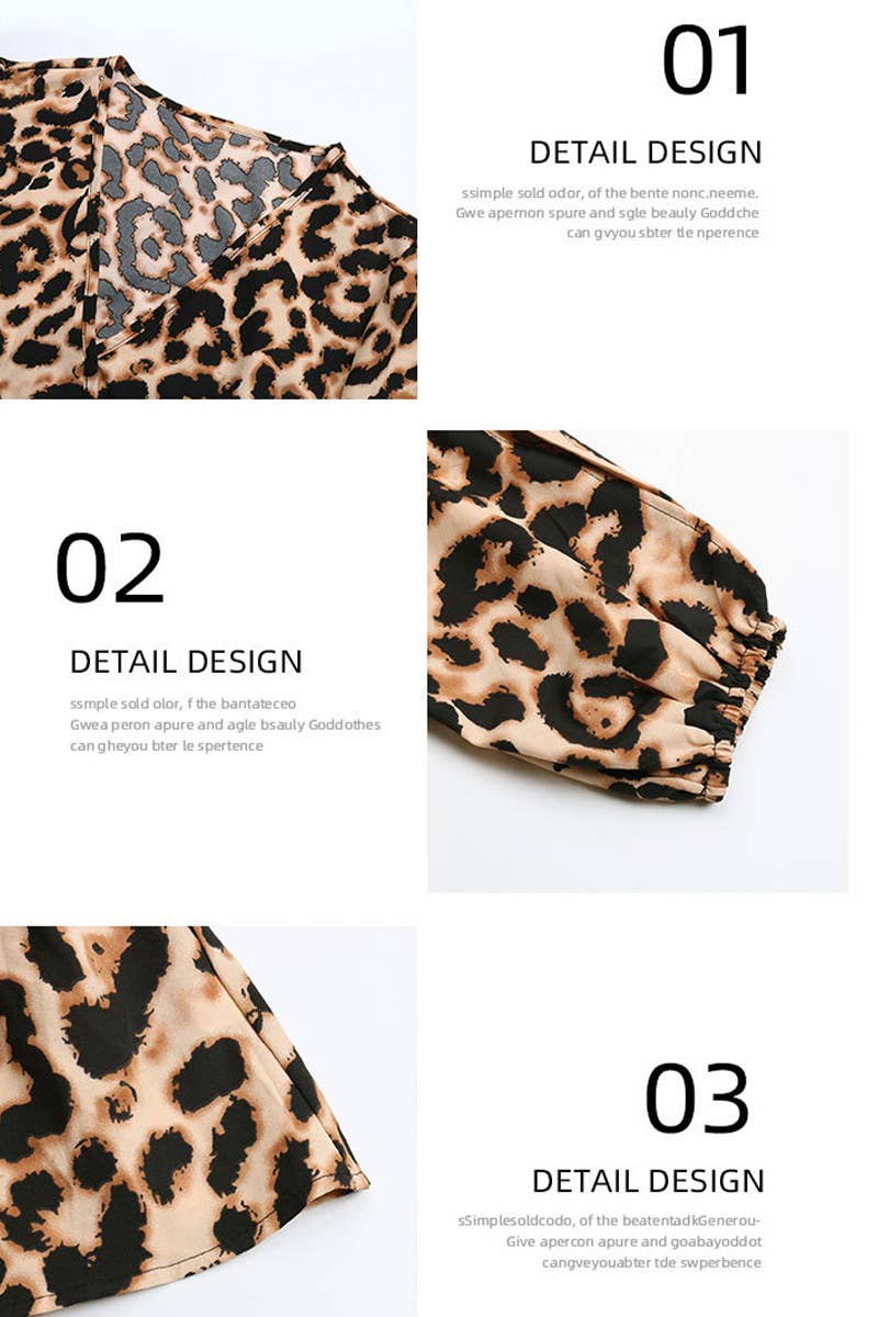 V-NECK CUTOUT LEOPARD PRINT SHIRT