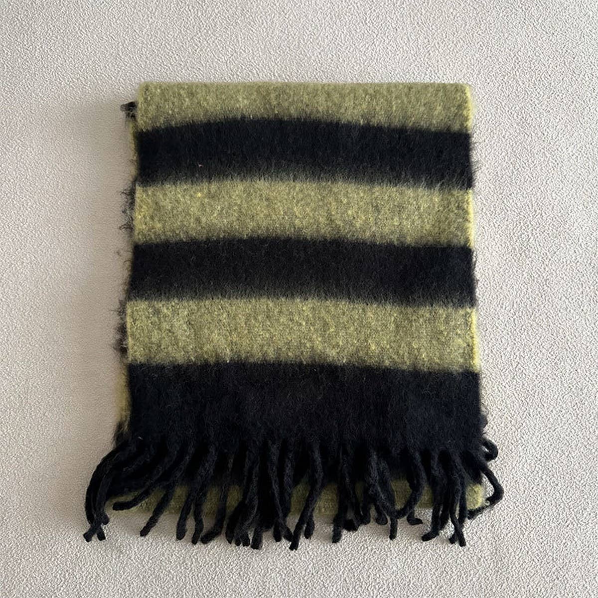 Blue-Brown Stripe Scarf - Thick Winter Wrap_CWASC2332