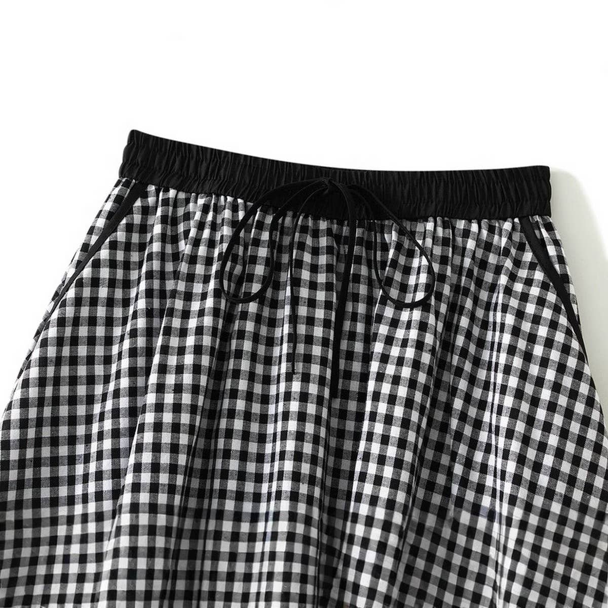 ELASTIC WAIST A-LINE MID-LENGTH PLAID LANTERNSKIRT