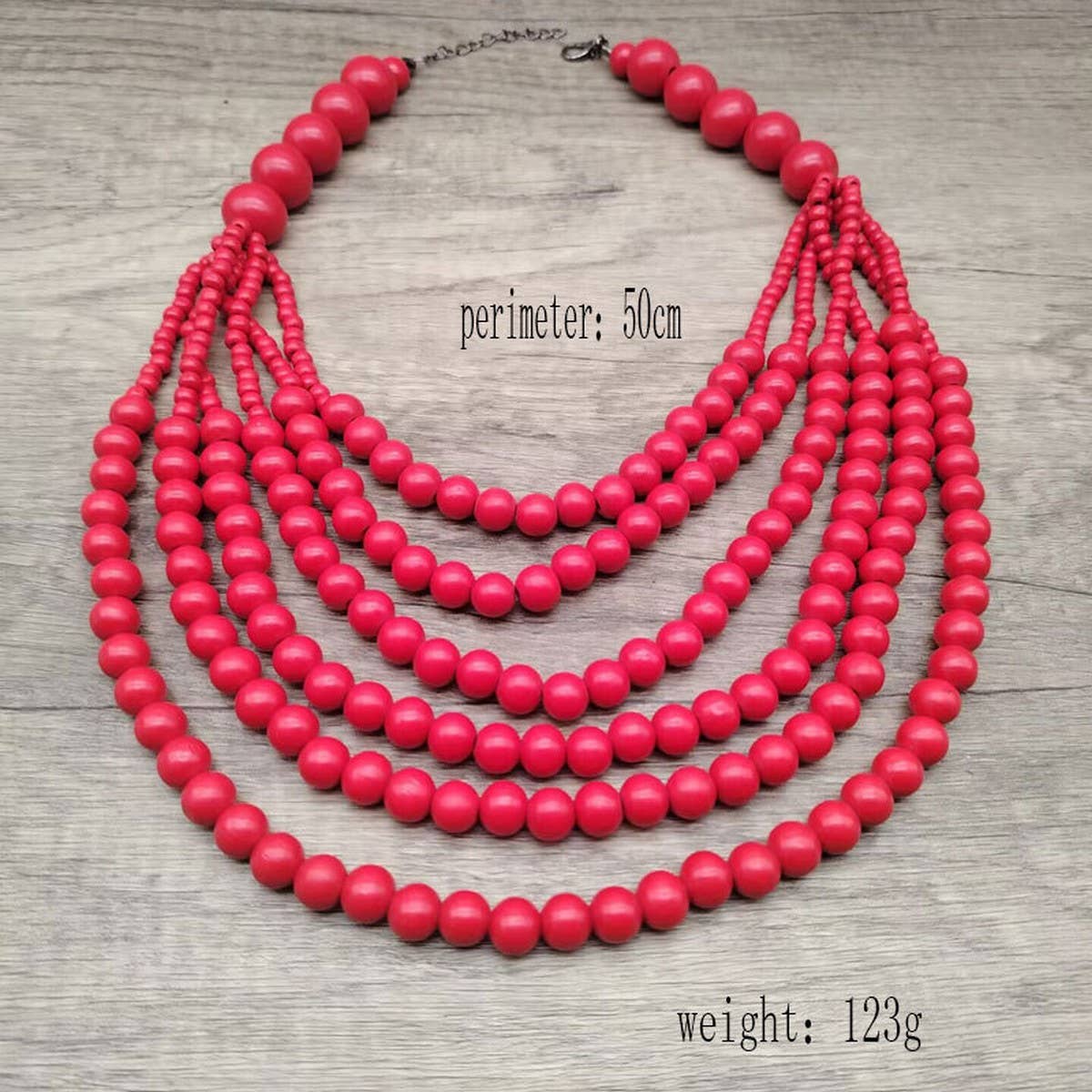 MULTI-LAYER WOODEN BEAD TASSEL SWEATER CHAIN