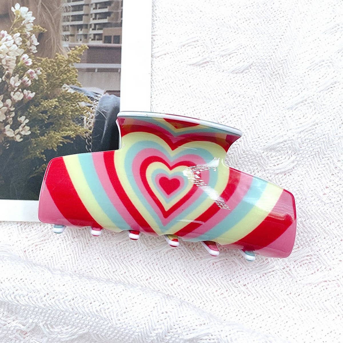 Cute heart shaped acrylic hairpin 8.7cm hairpin_CWAHA0670