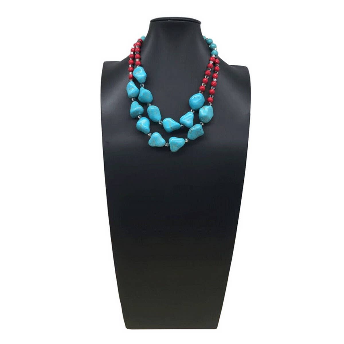 TURQUOISE PENDANT DOUBLE LAYER VINTAGE NECKLACE