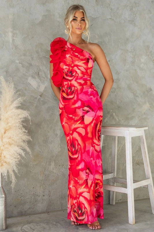 CWDMD5539_SLIM FIT THREE-DIMENSIONAL FLOWER SEXY DRESS