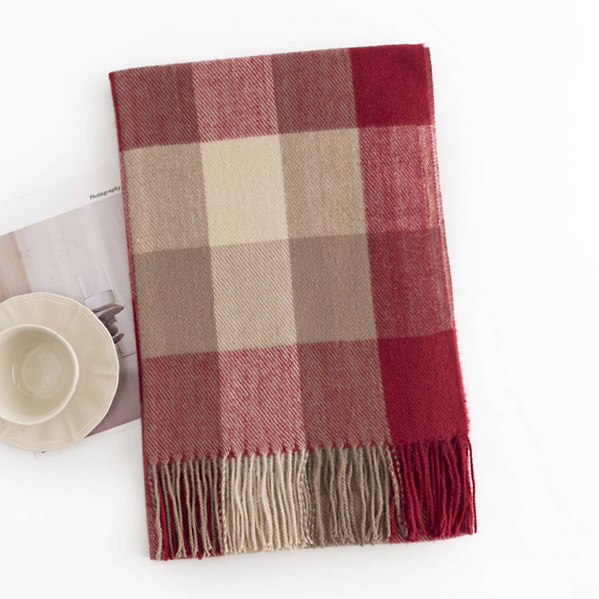 Melange Plaid Scarf ? Soft Faux Cashmere Fall Wrap