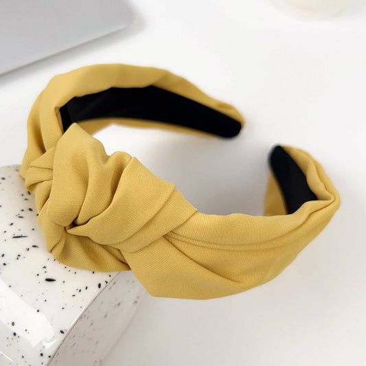 Wide-edge solid-color fabric cross knot headband
