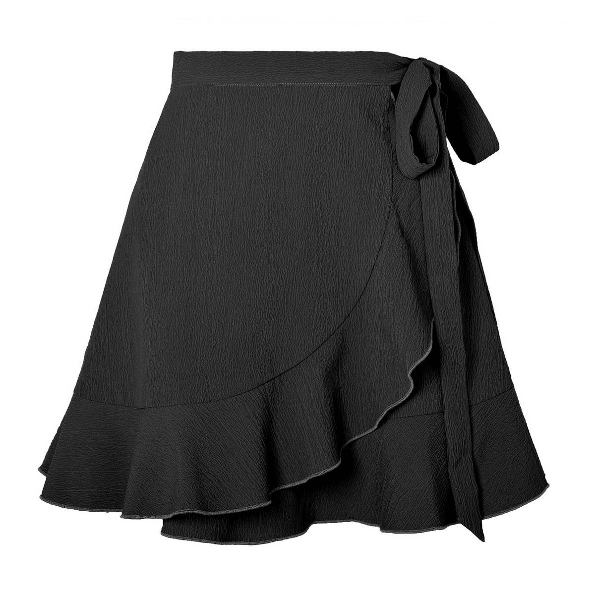 ONE-PIECE SKIRT SOLID COLOR RUFFLED SHORT SKIRT_CWAB4812