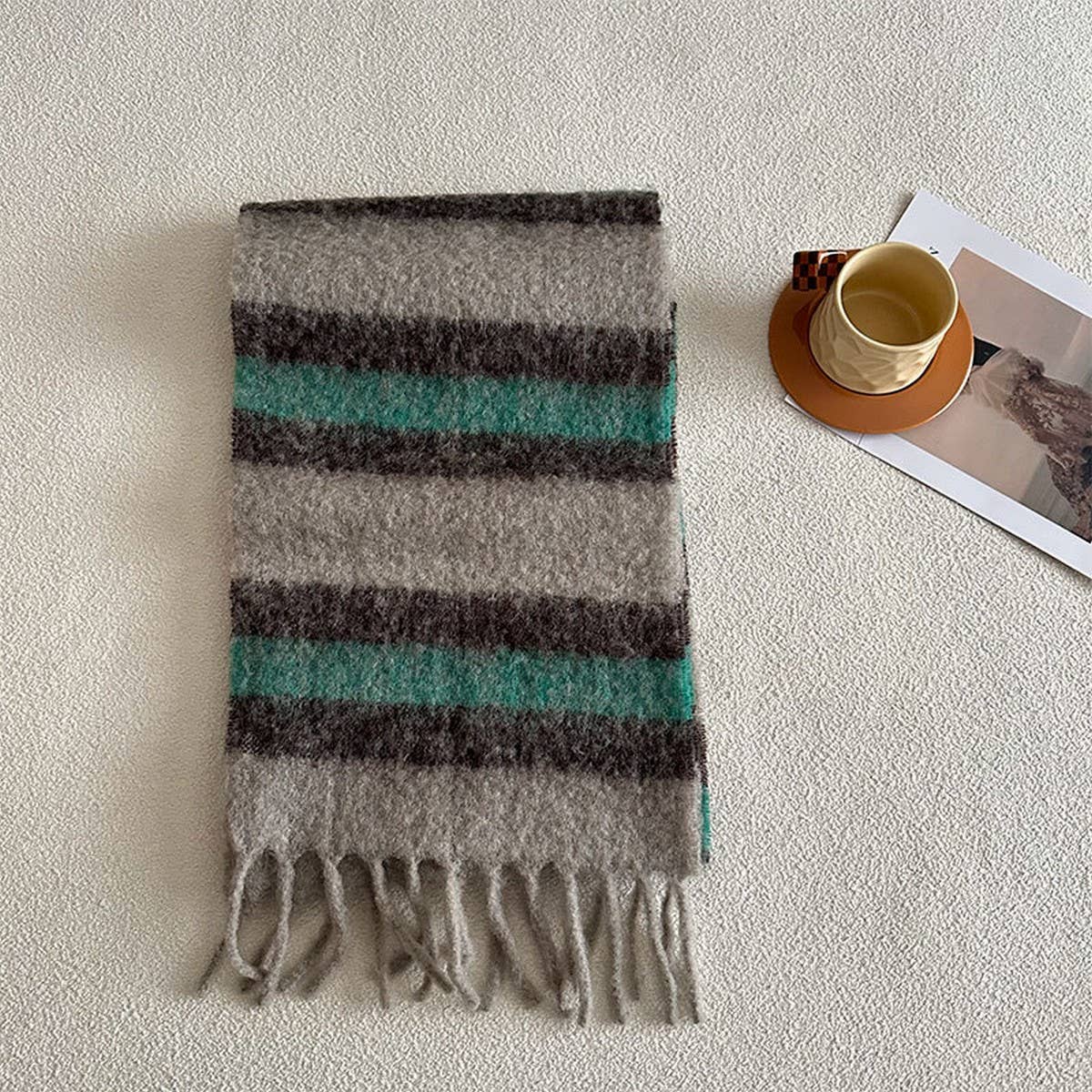 Wool Scarf for Winter ??Reversible Checkered Shawl_CWASC2327