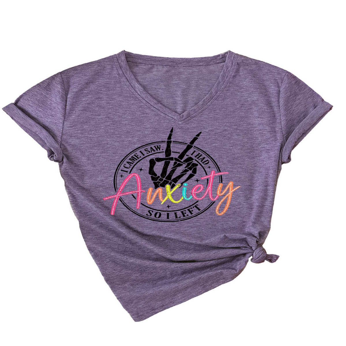 Trendy V-Neck Tee ? I Came I Saw Print