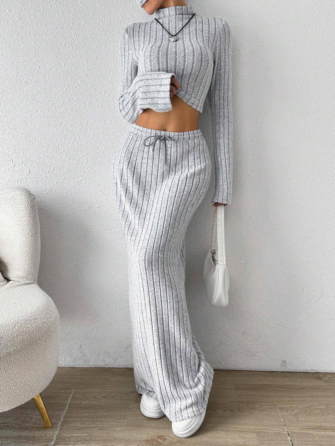 FASHION ALL-IN-ONE COMMUTER KNIT TWO-PIECE SET