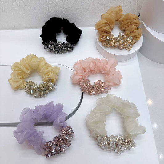 Elegant Square Crystal Scrunchie Cute Hair Tie