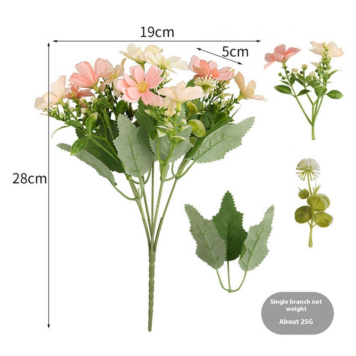 Faux 10-Head Daisy Bouquet for Living Room Decor