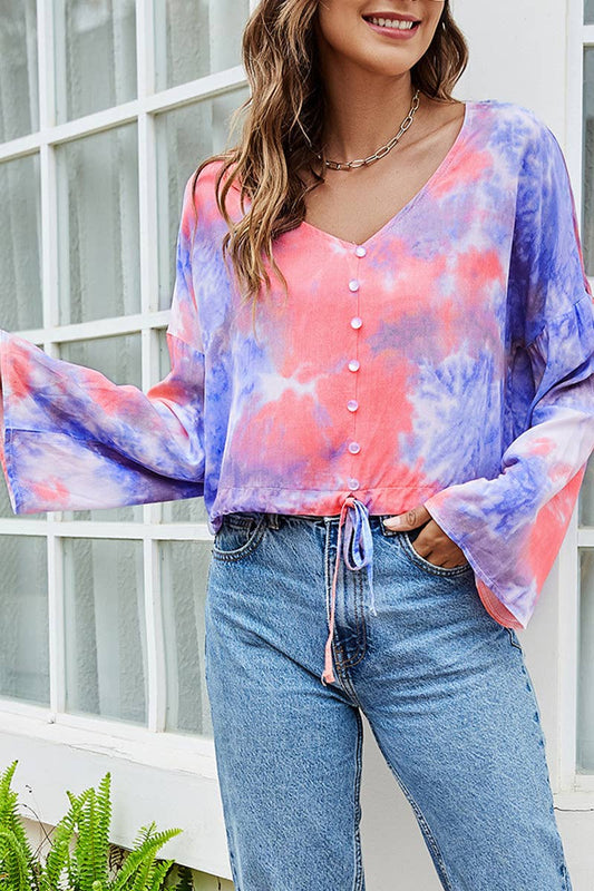 Cwttl2025_Fashion Tie-Dye Casual Single-Breasted T-Shirt