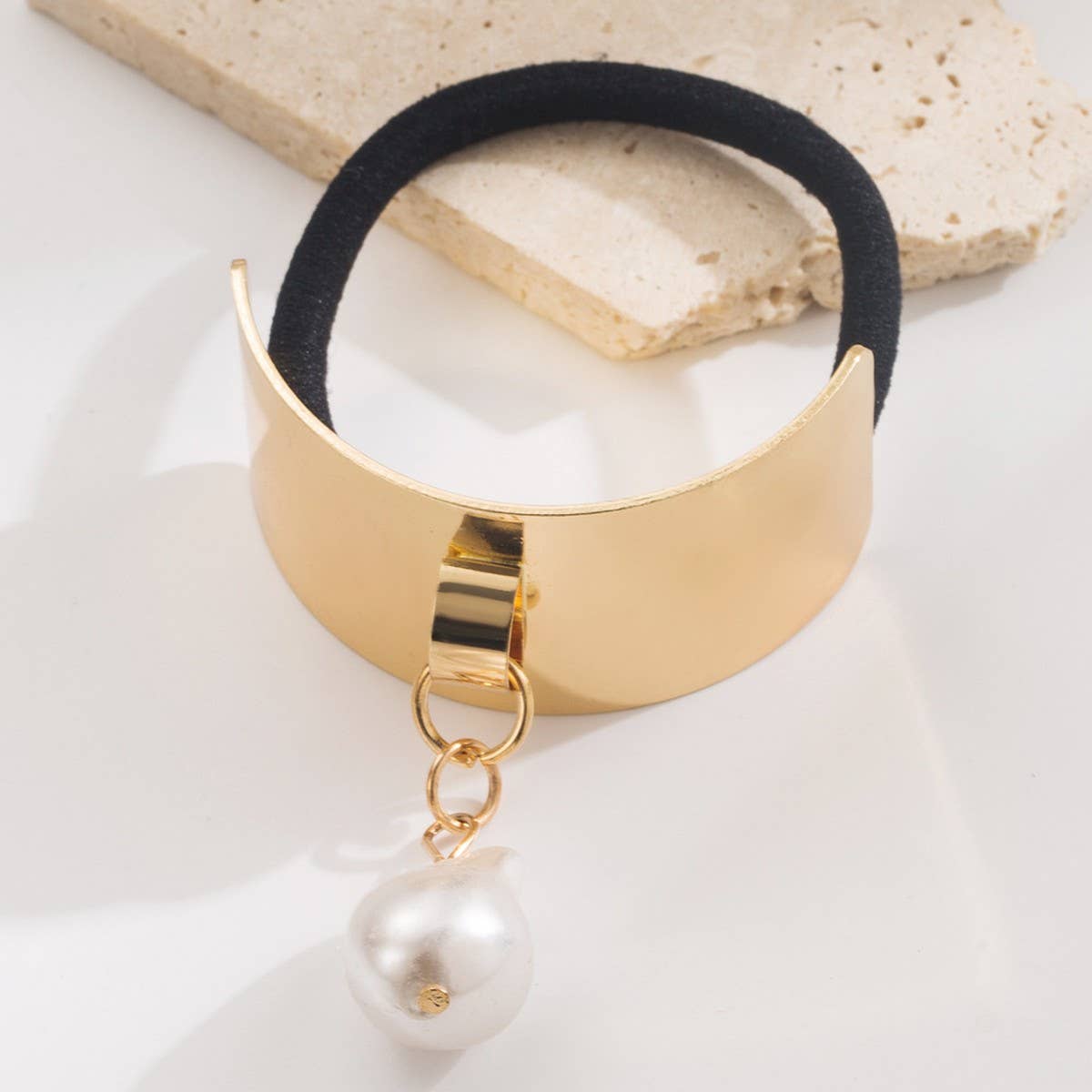 Gold Waterdrop Heart Pendant Elastic Hair Tie