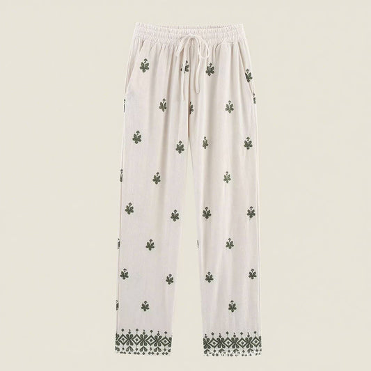 Fashion versatile embroidered casual trousers