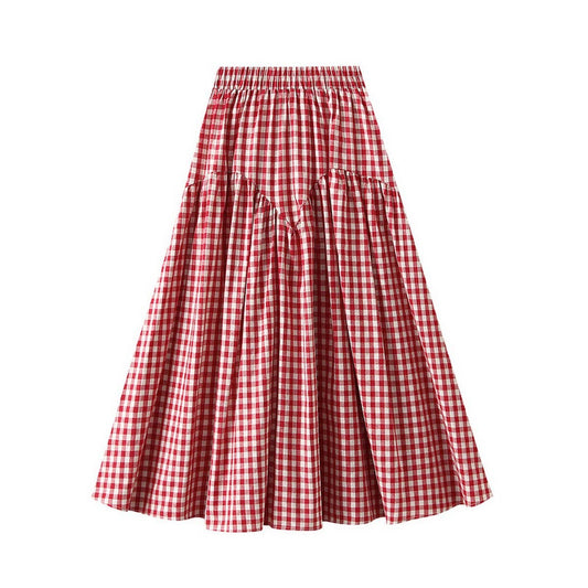 Vintage Plaid High-Waist A-Line Flared Skirt