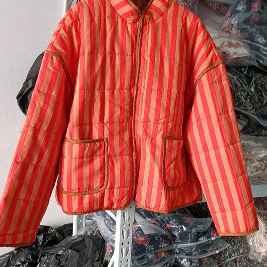 REVERSIBLE FLORAL LOOSE WARM QUILTED JACKETS