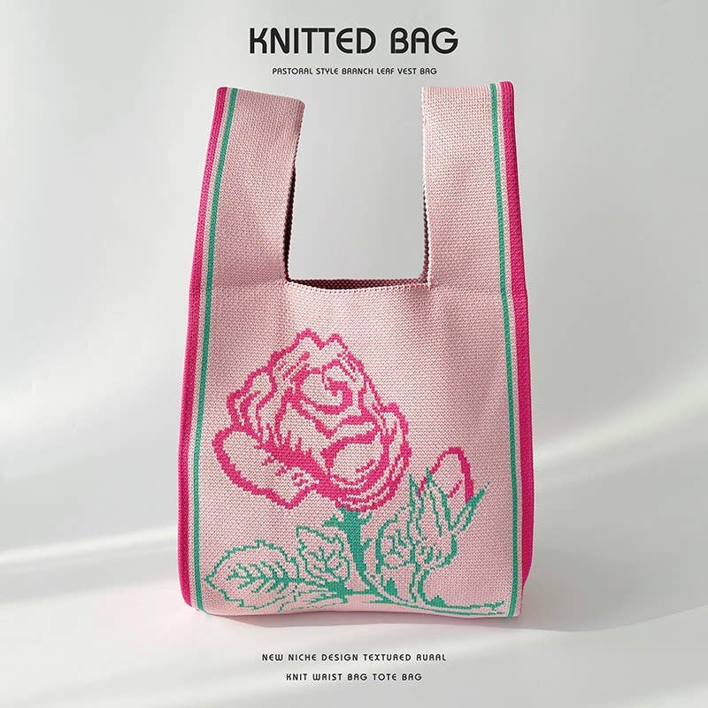 Flower series versatile knitted bag